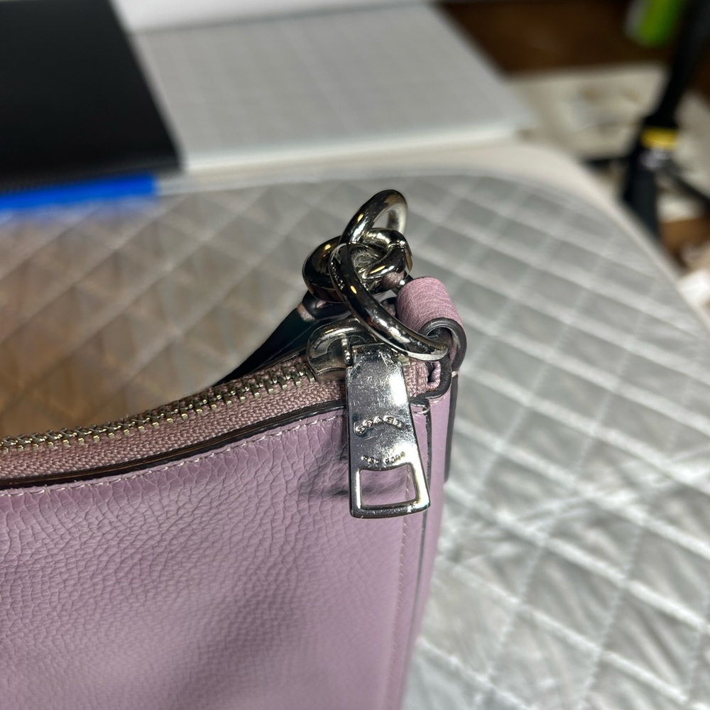 Coach Lilac Purple Pebbled Leather Shoulder Bag - Picture 7 of 10